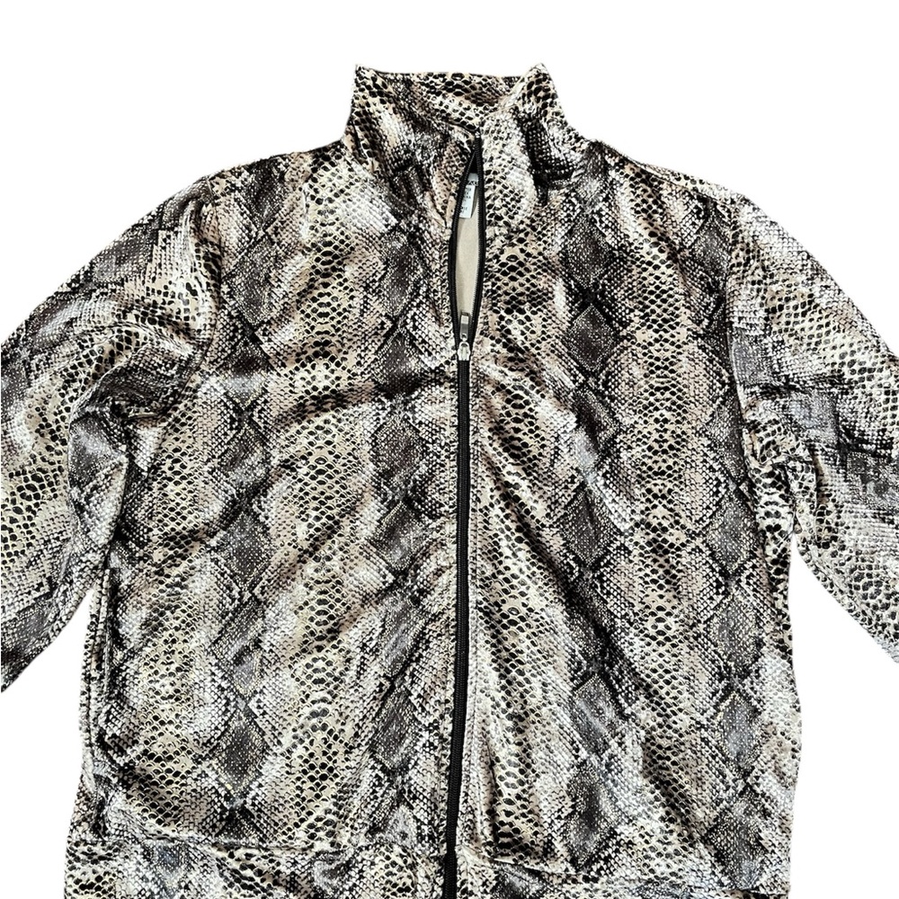 Chic Snakeskin Pattern Velour Jacket - image 1